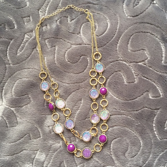 Charming Charlie’s Purple and Gold Necklace - Picture 3 of 3